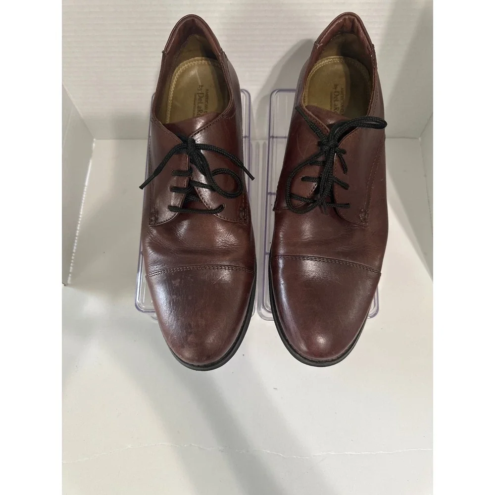 De la Rentis Shoes‎ Leather Oxfords Comfort Brown Lace Up Mens Size